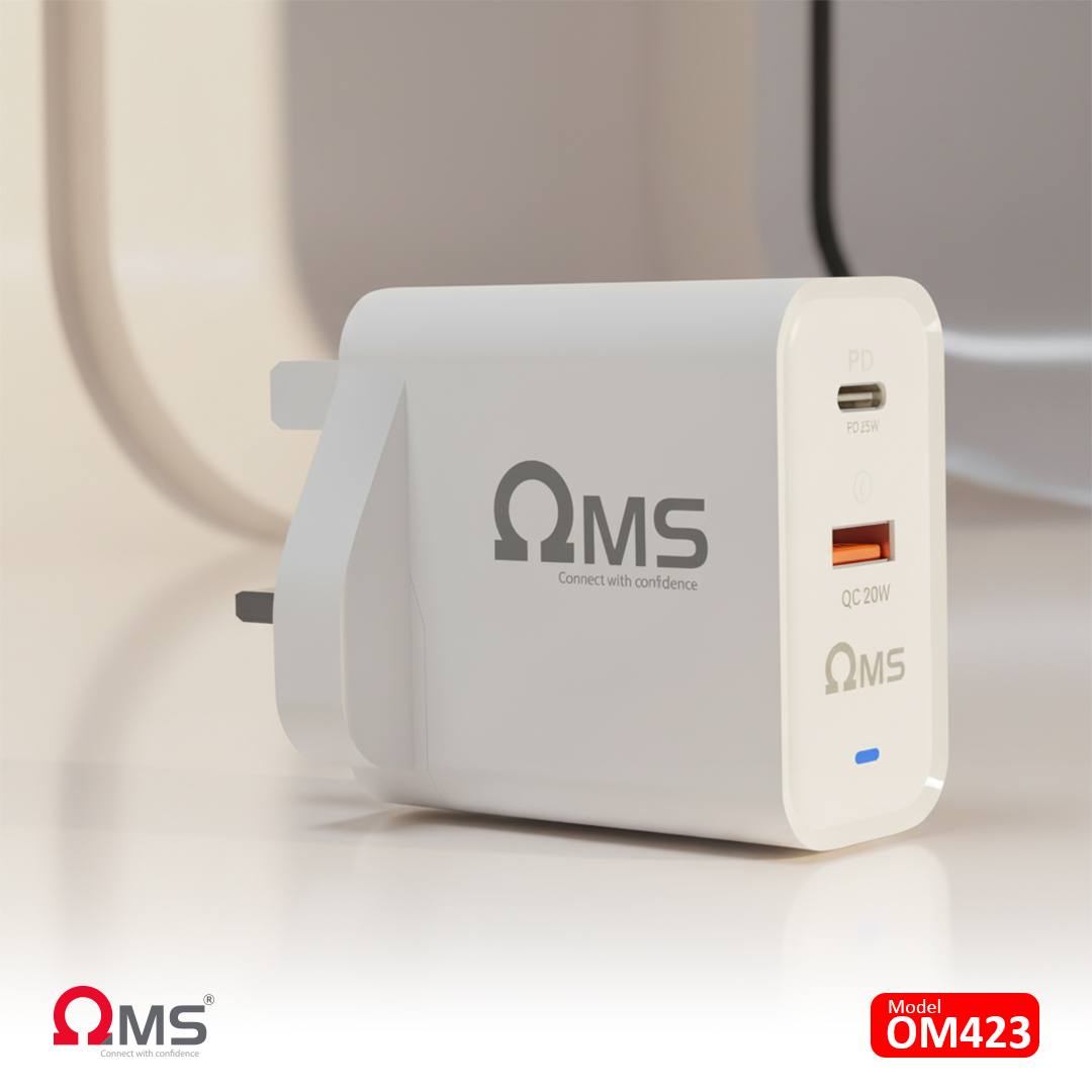 OM423 DUAL PORT SUPER FAST CHARGER 20W 25W